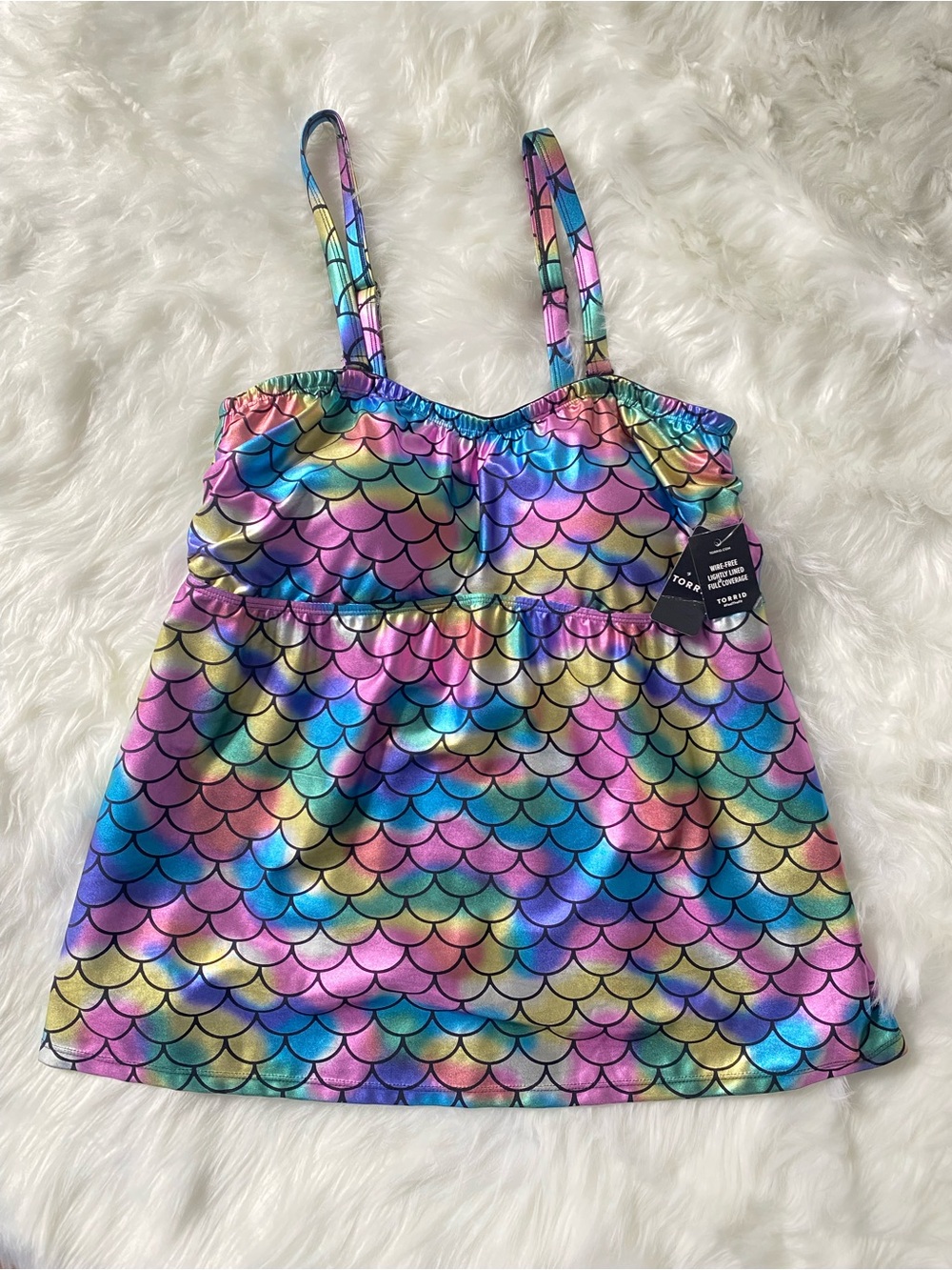 Torrid Mermaid Foil Tankini Swim Top Size 2X